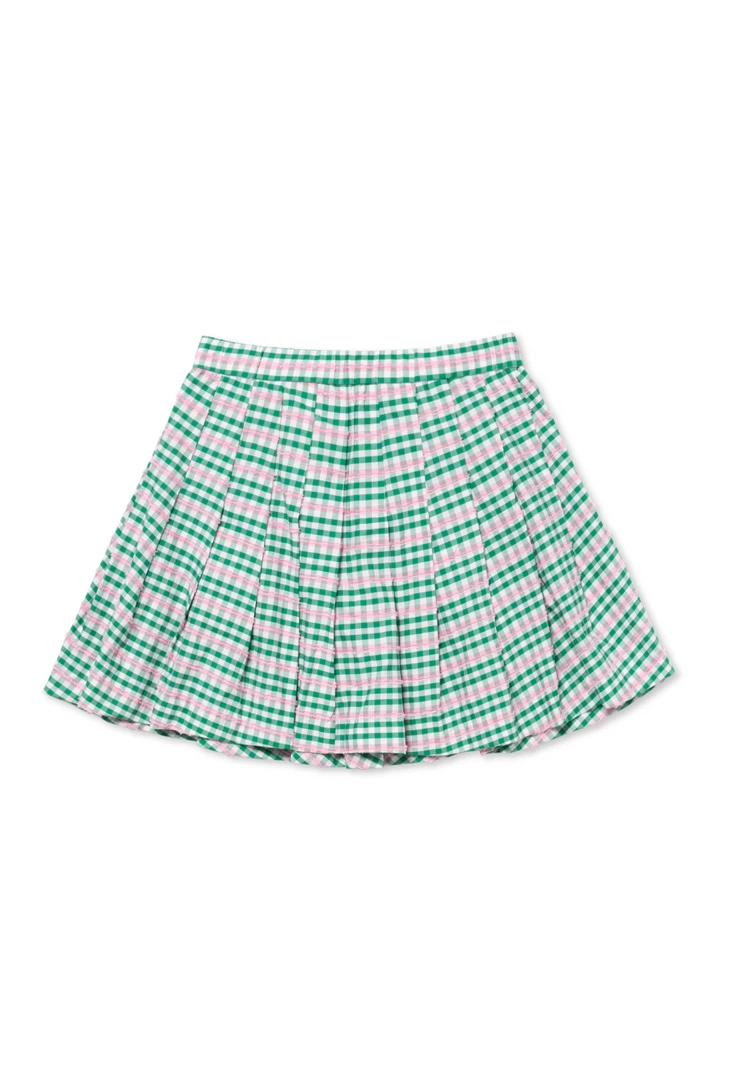 BURU White Label The Classic Pleated Tennis Skirt - Green & Pink Plaid 3 BURU White Label The Classic Pleated Tennis Skirt - Green & Pink Plaid