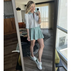 BURU White Label The Classic Pleated Tennis Skirt - Green & Pink Plaid 27 BURU White Label The Classic Pleated Tennis Skirt - Green & Pink Plaid