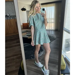 BURU White Label The Classic Pleated Tennis Skirt - Green & Pink Plaid 28 BURU White Label The Classic Pleated Tennis Skirt - Green & Pink Plaid