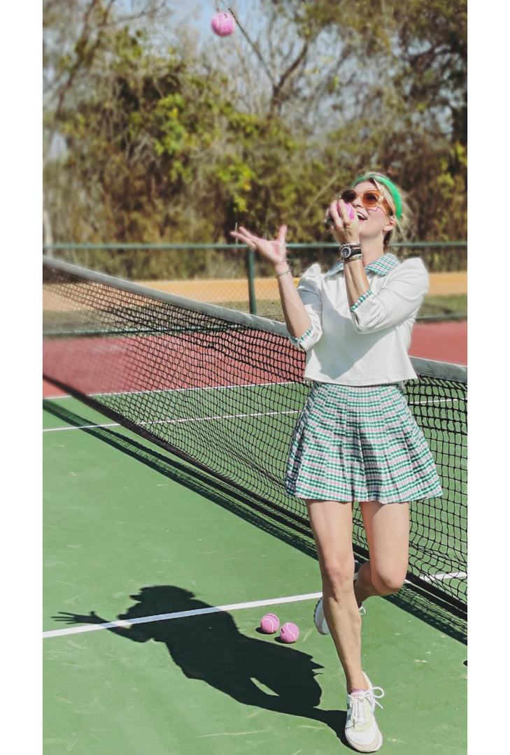 BURU White Label The Classic Pleated Tennis Skirt - Green & Pink Plaid 4 BURU White Label The Classic Pleated Tennis Skirt - Green & Pink Plaid