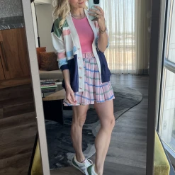 BURU White Label The Classic Pleated Tennis Skirt - Pink & Blue Plaid