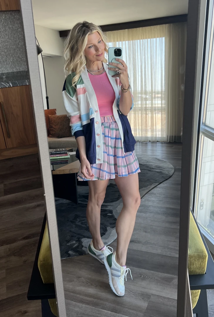 BURU White Label The Classic Pleated Tennis Skirt - Pink & Blue Plaid 4 BURU White Label The Classic Pleated Tennis Skirt - Pink & Blue Plaid