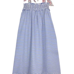 BURU White Label Clothing Tie Top MIDI Dress - Blue Stripe
