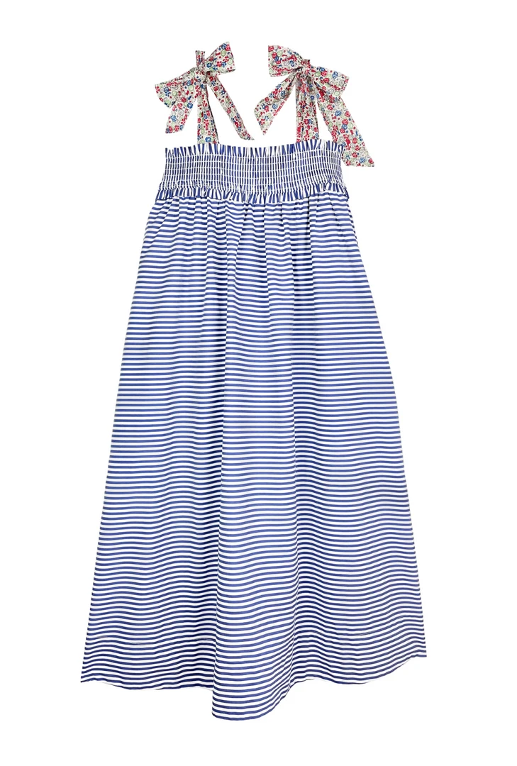 BURU White Label Clothing Tie Top MIDI Dress - Blue Stripe 3 BURU White Label Clothing Tie Top MIDI Dress - Blue Stripe