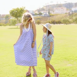 BURU White Label Clothing Tie Top MIDI Dress - Blue Stripe