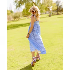 BURU White Label Clothing Tie Top MIDI Dress - Blue Stripe 22 BURU White Label Clothing Tie Top MIDI Dress - Blue Stripe