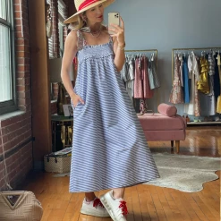 BURU White Label Clothing Tie Top MIDI Dress - Blue Stripe 18 BURU White Label Clothing Tie Top MIDI Dress - Blue Stripe