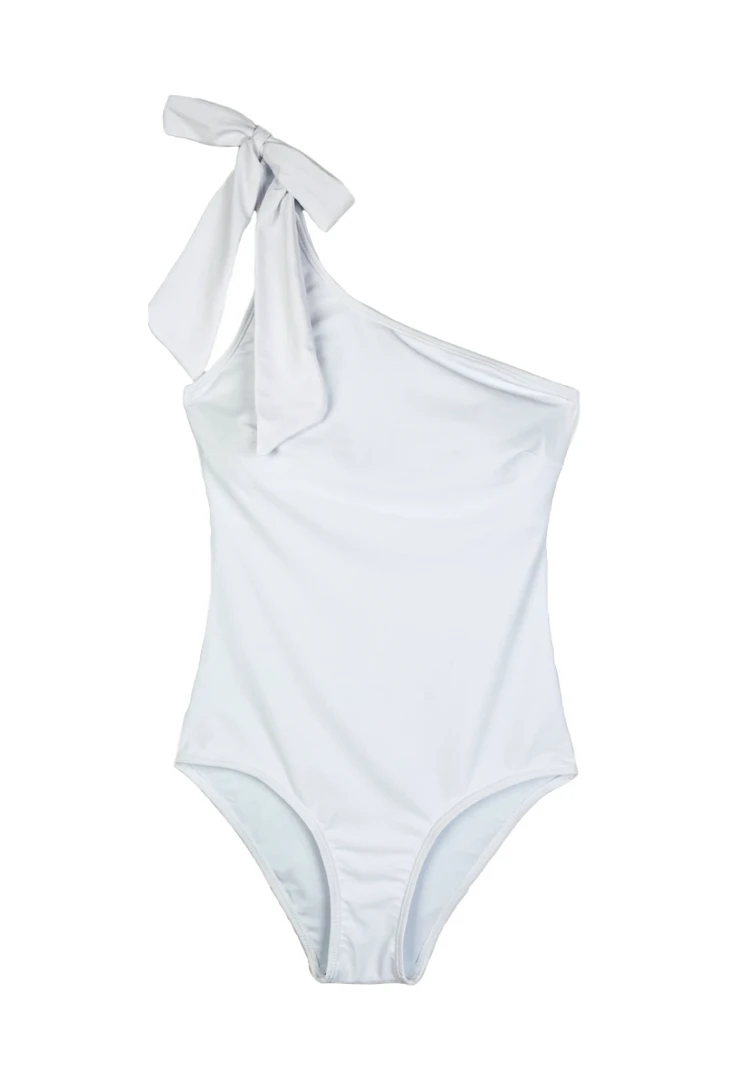 BURU White Label Tie Top One Shoulder Swimsuit - White 3 BURU White Label Tie Top One Shoulder Swimsuit - White