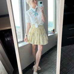 BURU White Label Clothing Tiered Mini Skirt - Ivory Lily Of The Valley