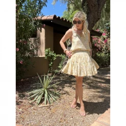 BURU White Label Tie Top Tank - Ivory Lily Of The Valley