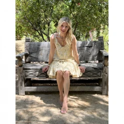 BURU White Label Clothing Tiered Mini Skirt - Ivory Lily Of The Valley