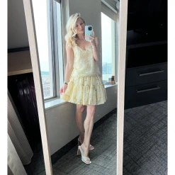 BURU White Label Clothing Tiered Mini Skirt - Ivory Lily Of The Valley