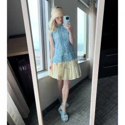 BURU White Label Clothing Tiered Mini Skirt - Ivory Lily Of The Valley