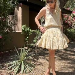 BURU White Label Tie Top Tank - Ivory Lily Of The Valley