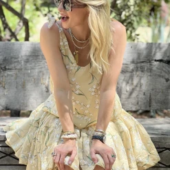 BURU White Label Clothing Tiered Mini Skirt - Ivory Lily Of The Valley