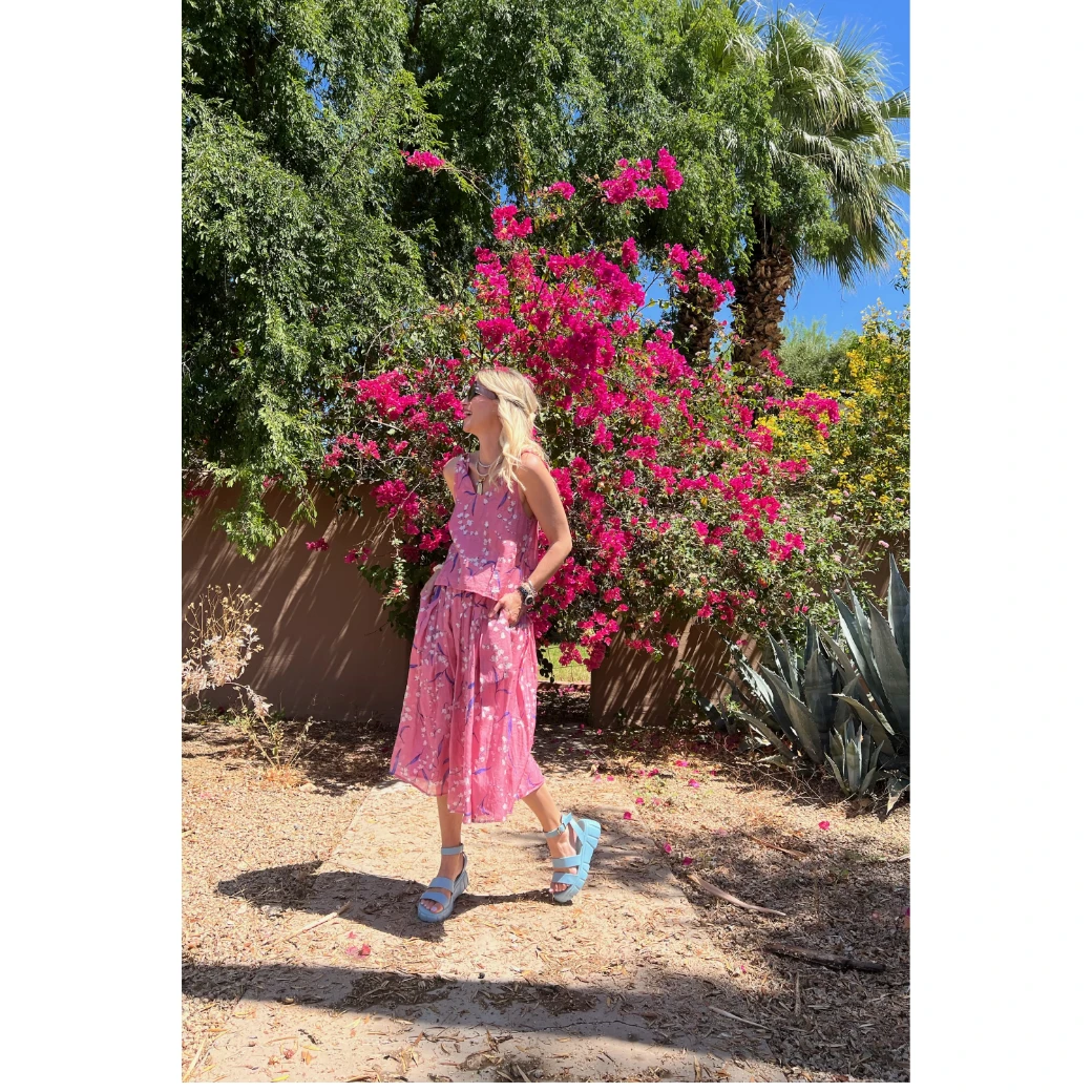 BURU White Label Smocked Waist MIDI Skirt - Pink Lily Of The Valley Clothing 16 BURU White Label Smocked Waist MIDI Skirt - Pink Lily Of The Valley Clothing