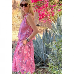 BURU White Label Smocked Waist MIDI Skirt - Pink Lily Of The Valley Clothing 37 BURU White Label Smocked Waist MIDI Skirt - Pink Lily Of The Valley Clothing