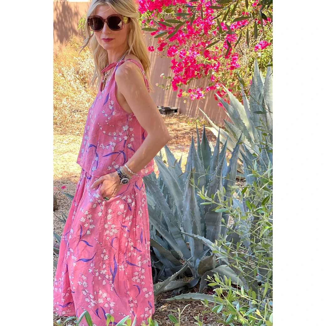 BURU White Label Smocked Waist MIDI Skirt - Pink Lily Of The Valley Clothing 18 BURU White Label Smocked Waist MIDI Skirt - Pink Lily Of The Valley Clothing