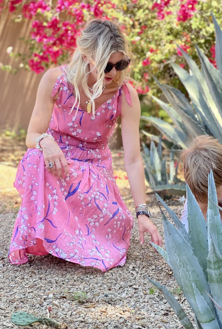 BURU White Label Smocked Waist MIDI Skirt - Pink Lily Of The Valley Clothing 5 BURU White Label Smocked Waist MIDI Skirt - Pink Lily Of The Valley Clothing
