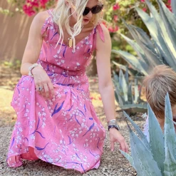 BURU White Label Tie Top Tank - Pink Lily Of The Valley