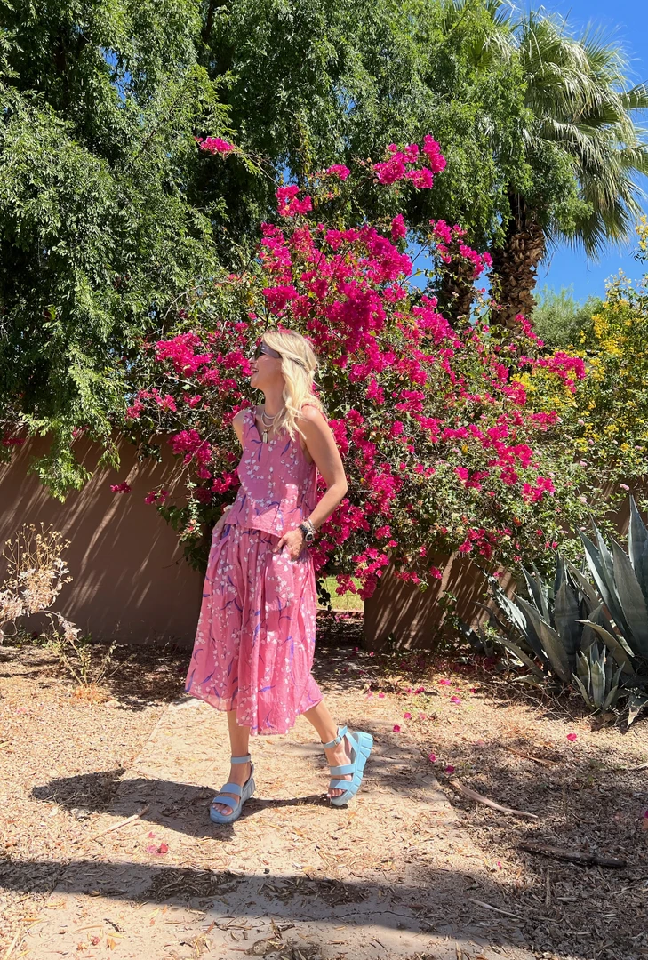 BURU White Label Smocked Waist MIDI Skirt - Pink Lily Of The Valley Clothing 7 BURU White Label Smocked Waist MIDI Skirt - Pink Lily Of The Valley Clothing