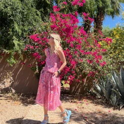 BURU White Label Tie Top Tank - Pink Lily Of The Valley