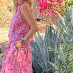 BURU White Label Smocked Waist MIDI Skirt - Pink Lily Of The Valley Clothing 28 BURU White Label Smocked Waist MIDI Skirt - Pink Lily Of The Valley Clothing