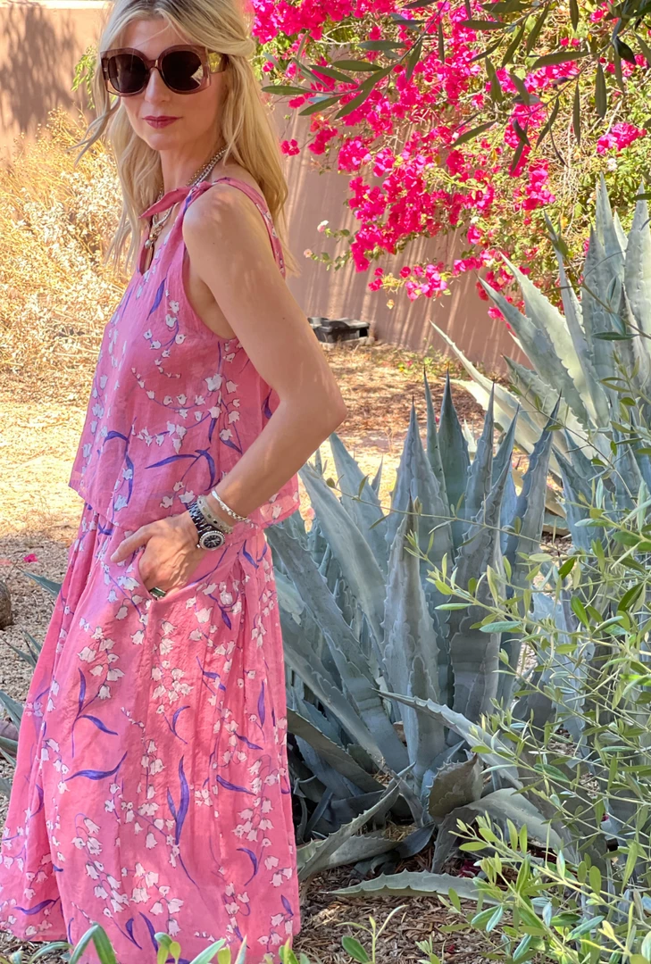 BURU White Label Smocked Waist MIDI Skirt - Pink Lily Of The Valley Clothing 9 BURU White Label Smocked Waist MIDI Skirt - Pink Lily Of The Valley Clothing