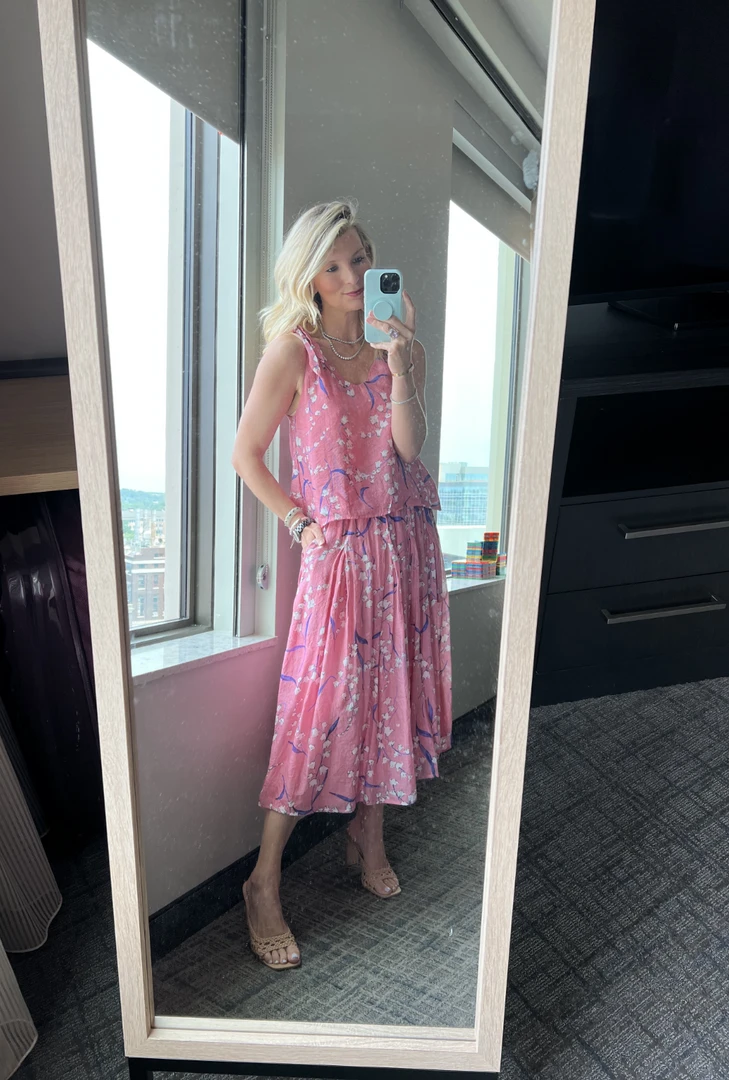 BURU White Label Smocked Waist MIDI Skirt - Pink Lily Of The Valley Clothing 10 BURU White Label Smocked Waist MIDI Skirt - Pink Lily Of The Valley Clothing