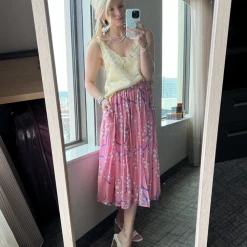 BURU White Label Smocked Waist MIDI Skirt - Pink Lily Of The Valley Clothing 30 BURU White Label Smocked Waist MIDI Skirt - Pink Lily Of The Valley Clothing