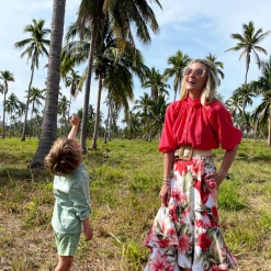 BURU Pink Label Bow Blouse - Coral