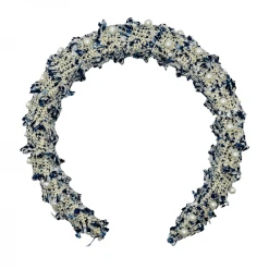 BURU Accessories Tweed & Pearl Puff Headband - Blue 21 BURU Accessories Tweed & Pearl Puff Headband - Blue