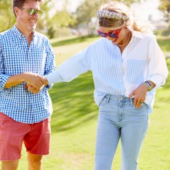 BURU Accessories Tweed & Pearl Puff Headband - Blue