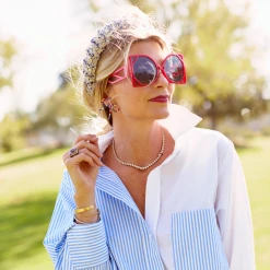 BURU Accessories Tweed & Pearl Puff Headband - Blue 19 BURU Accessories Tweed & Pearl Puff Headband - Blue