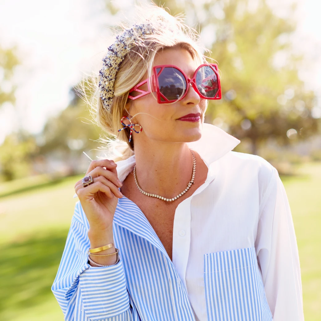 BURU Accessories Tweed & Pearl Puff Headband - Blue 10 BURU Accessories Tweed & Pearl Puff Headband - Blue