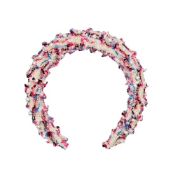 BURU Accessories Tweed & Pearl Puff Headband - Pink