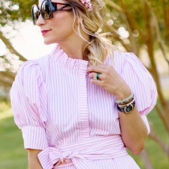 BURU Accessories Tweed & Pearl Puff Headband - Pink