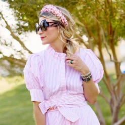 BURU Accessories Tweed & Pearl Puff Headband - Pink 20 BURU Accessories Tweed & Pearl Puff Headband - Pink