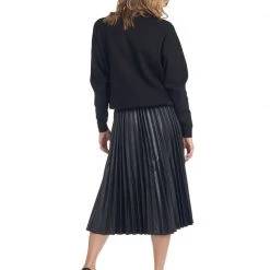 BURU White Label Val Vegan Leather Pleated Skirt - Black