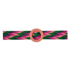 Buru Accessories Woven Belt - Pink & Green
