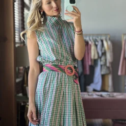 Buru Accessories Woven Belt - Pink & Green