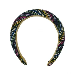 BURU Accessories Special Occasions Rainbow Puff Rattan Headband - Black