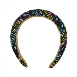 BURU Accessories Special Occasions Rainbow Puff Rattan Headband - Black