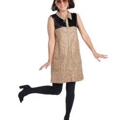 BURU White Label Zip Up Vest Dress - Tan & Black - Final Sale