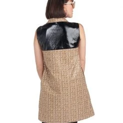 BURU White Label Zip Up Vest Dress - Tan & Black - Final Sale