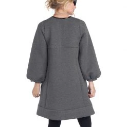 BURU White Label Bib Front A-line Dress - Double Knit Grey Clothing