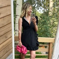 BURU Pink Label Dresses Anniversary Ruffle Mini Dress - Black Faille- PRE-SALE