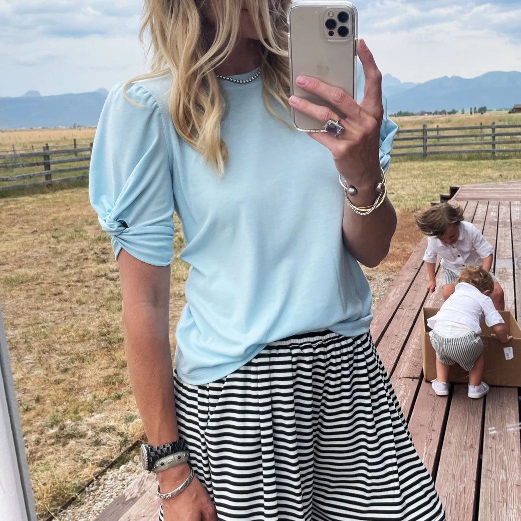 BURU White Label Tops Sivas Statement Tee - Aqua With White Stitching 11 BURU White Label Tops Sivas Statement Tee - Aqua With White Stitching