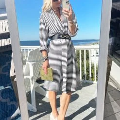 BURU Pink Label Clothing Swing Coat Knee Length - Midnight Stripe Knit 15 BURU Pink Label Clothing Swing Coat Knee Length - Midnight Stripe Knit