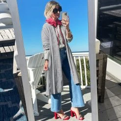 BURU Pink Label Clothing Swing Coat Knee Length - Midnight Stripe Knit 20 BURU Pink Label Clothing Swing Coat Knee Length - Midnight Stripe Knit